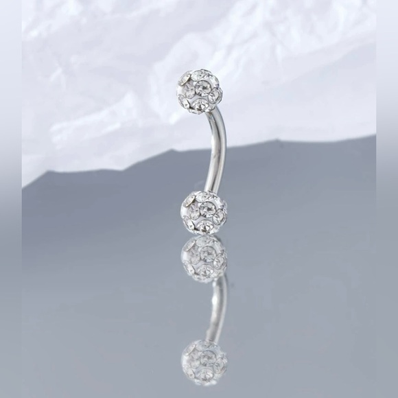 16g 1pc Stainless Steel Rhinestone Eyebrow /Lip Ring NWT - Picture 7 of 9